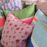 Pink Capri linen cushion 55cm