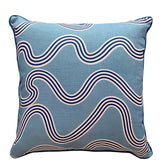 Spaghetti cushion in blue + navy 50cm