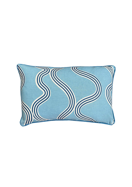 Spaghetti lumbar cushion in blue + navy