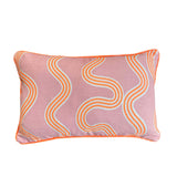 Spaghetti lumbar cushion in pink + neon orange
