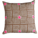 Rattan brown Capri linen cushion 55cm