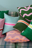 Tennis stripe cushion - aqua + highlighter pink 50cm