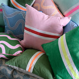 Tennis stripe cushion - pink + red 50cm
