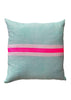 Tennis stripe cushion - aqua + highlighter pink 50cm