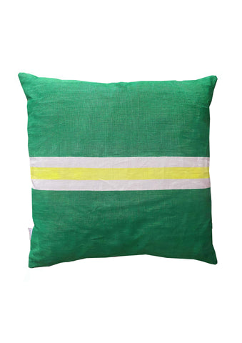 Tennis stripe cushion - green + sulfur yellow 50cm