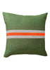 Tennis stripe cushion - Olive + neon orange 50cm