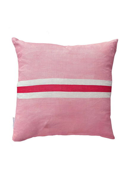 Tennis stripe cushion - pink + red 50cm