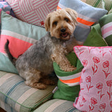 Pink Capri linen cushion 55cm