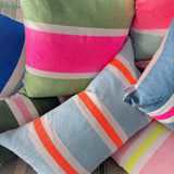 Racing Stripe cushion - Spring green + highlighter pink 50cm