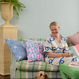 Blue Capri linen cushion 55cm