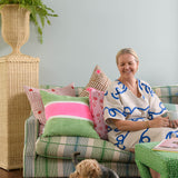 Pink Capri linen cushion 55cm