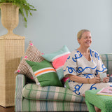 Rattan brown Capri linen cushion 55cm