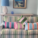Sailing stripe Cushion - pink + sulfur yellow