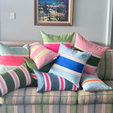 Racing Stripe cushion - powder blue + cobalt 50cm