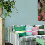 Tennis stripe cushion - aqua + highlighter pink 50cm
