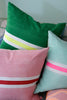 Tennis stripe cushion - aqua + highlighter pink 50cm