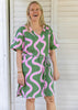 Green + highlighter pink linen kaftan dress - (Long or Short)