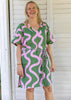 Green + highlighter pink linen kaftan dress - (Long or Short)