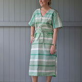 Green Tuxedo stripe linen kaftan dress - Long or short