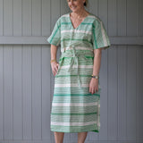 Green Tuxedo stripe linen kaftan dress - Long or short