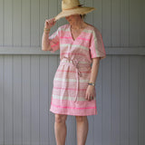 Pink Tuxedo stripe linen kaftan dress - Long or short