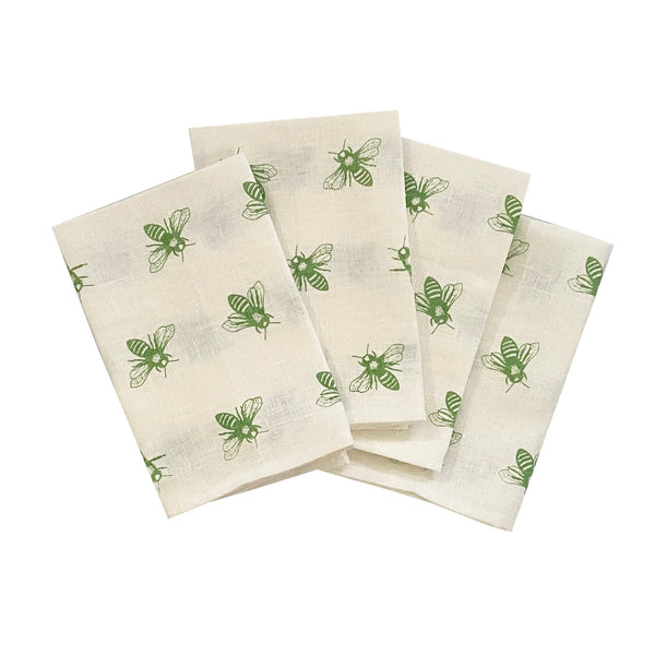 Green Bee linen napkins (set of 4)