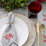 Red Christmas beetle linen napkins (set of 4)