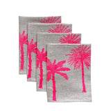 Neon pink Palms linen napkins (set of 4)