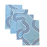 Blue + navy Spaghetti linen napkins (set of 4)