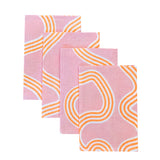 Blush + neon orange Spaghetti linen napkins (set of 4)