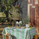 Green + Blue Barley Twist linen tablecloth