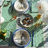 Green + Blue Barley Twist linen tablecloth