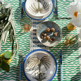 Green + Blue Barley Twist linen tablecloth