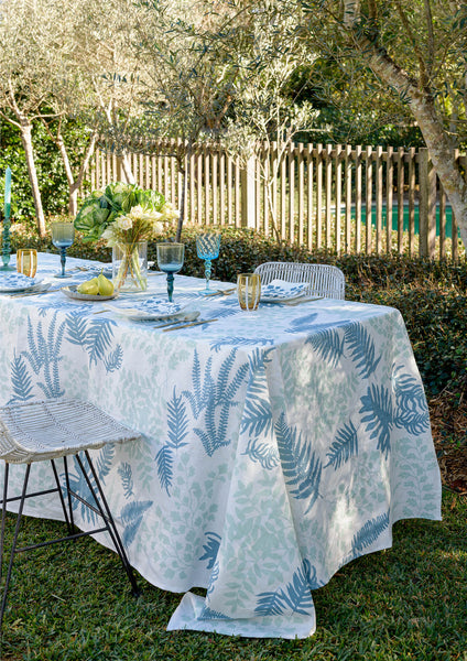 Blue Botanical linen tablecloth