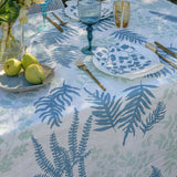 Blue Botanical linen tablecloth