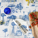 Blue Bush and the Big smoke linen tablecloth