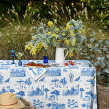 Blue Bush and the Big smoke linen tablecloth