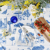Blue Bush and the Big smoke linen tablecloth
