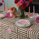 Rattan brown Capri linen tablecloth