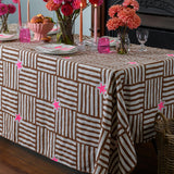 Rattan brown Capri linen tablecloth