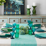 Aqua Colourblock linen tablecloth