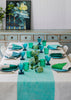 Aqua Colourblock linen tablecloth