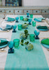 Aqua Colourblock linen tablecloth