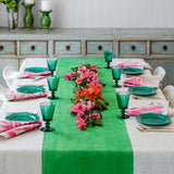 Green Colourblock linen tablecloth