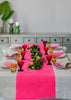 Neon pink Colourblock linen tablecloth