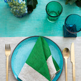 Aqua Colourblock linen tablecloth
