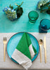 Aqua Colourblock linen tablecloth