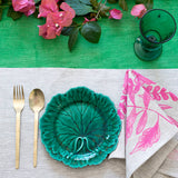 Green Colourblock linen tablecloth
