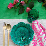 Green Colourblock linen tablecloth
