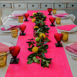 Neon pink Colourblock linen tablecloth
